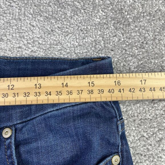 7 For All Mankind Jeans Women’s 31X29 Blue Bootcut Mid-Rise Dark Wash Stretch - Picture 11 of 15